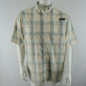 Columbia PFG Men's Fishing‎ Vented Shirt Size L Green/Yellow